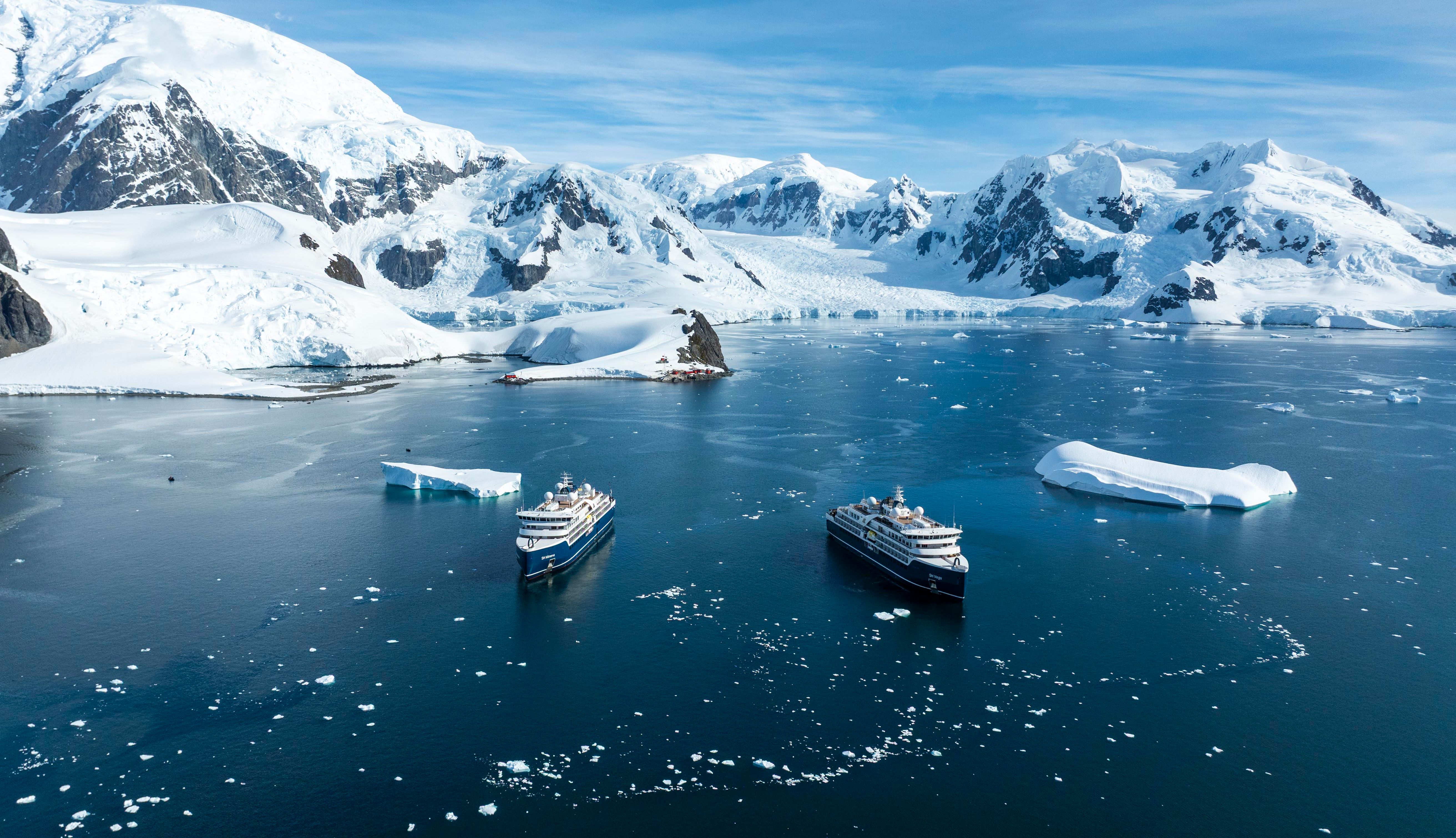 SH Minerva and SH Vega together in Paradise Bay, Antarctica